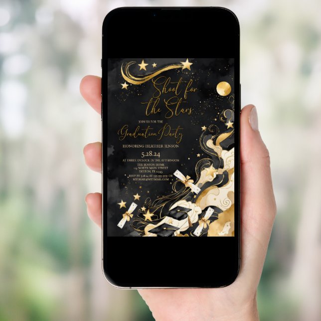 Shine Bright: Shoot for the Stars Graduation Party Invitation (Front Digital)
