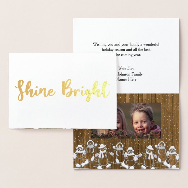 Shine Bright Snowman Christmas Photo Foil Card (Display)