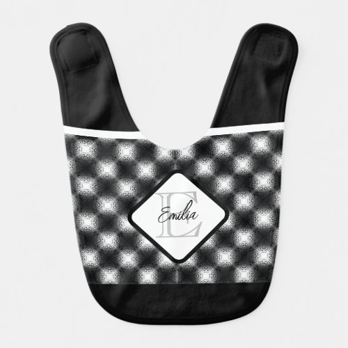 Shine Bright Star Lights Black and White Gingham Baby Bib