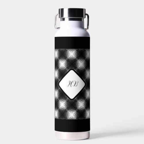 Shine Bright Star Lights Black and White Gingham Water Bottle