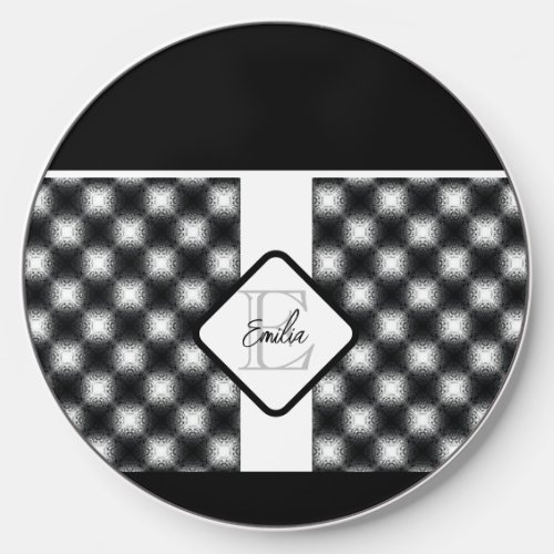 Shine Bright Star Lights Black and White Gingham Wireless Charger