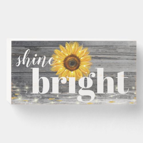 Shine Bright  Vintage Wall Art Gift Sunflower Wooden Box Sign
