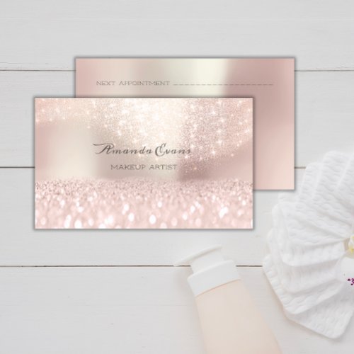 Shine Bright with Sparkly Pink Glitter Makeup Arti Appointment Card
