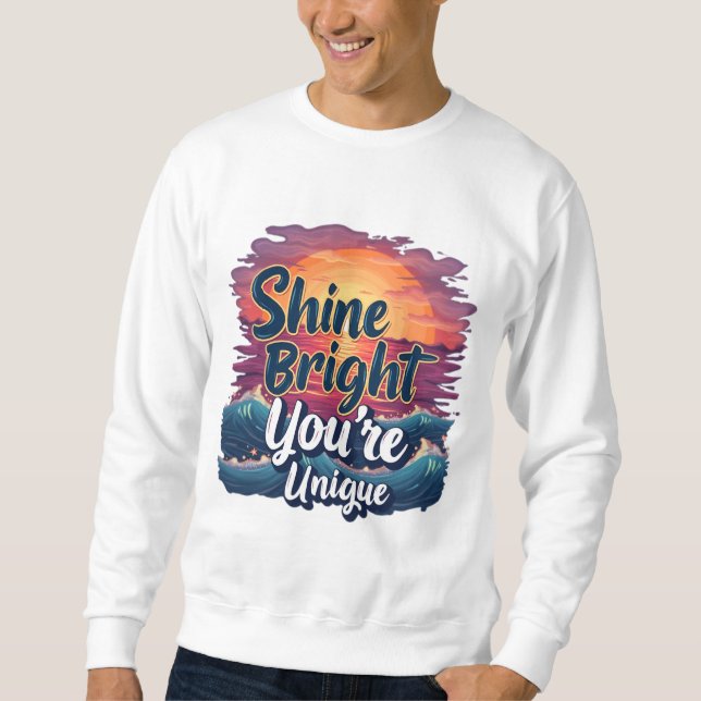 "Shine Bright, You’re Unique!" Sunset Ocean Tee (Front)