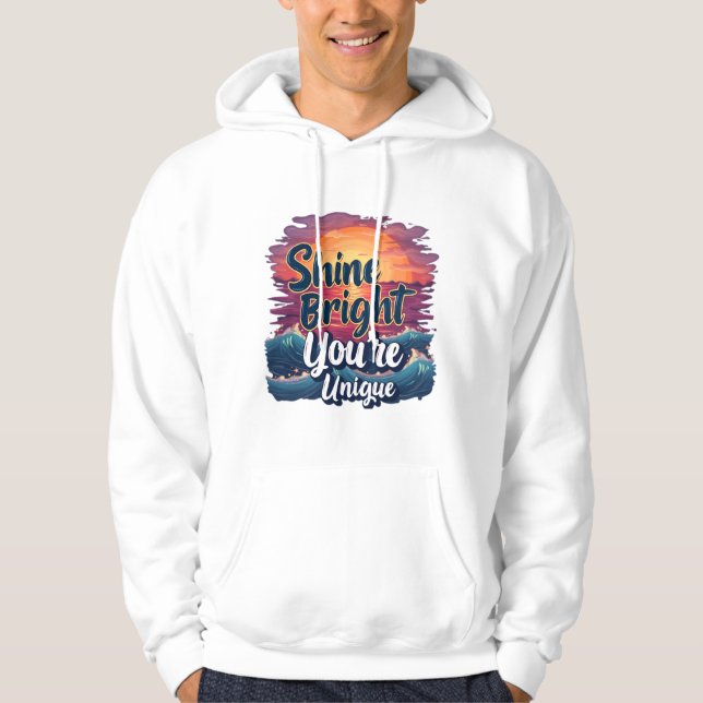 "Shine Bright, You’re Unique!" Sunset Ocean Tee (Front)
