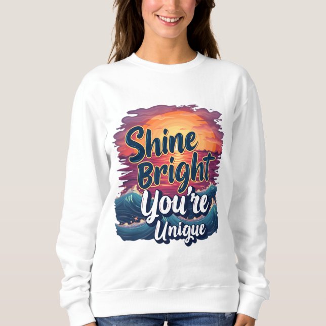 "Shine Bright, You’re Unique!" Sunset Ocean Tee (Front)
