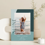 Shine Colorblock | Vertical Photo Hanukkah Holiday Card<br><div class="desc">A chic and elegant Hanukkah card design featuring a single vertical or portrait-oriented photo on a background of organic shapes in soft shades of forest green. "Shine" appears alongside your photo in understated type. Personalize with your family name and custom Hanukkah greeting beneath for the perfect finishing touch to these...</div>
