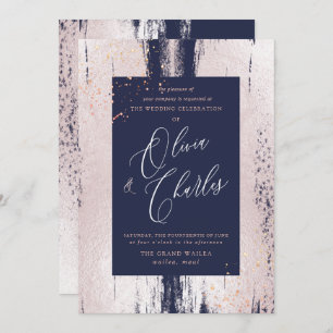Shine, Faux Metallic Blush Pink Brush Stroke Invitation
