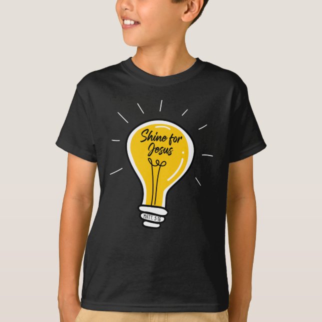 Shine for JESUS – Matthew 5:16 Sunday School Faith T-Shirt (Front)