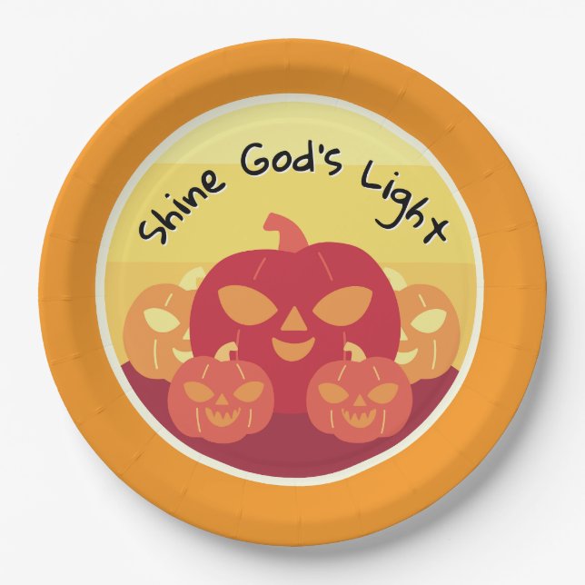 Shine God’s Light Halloween Paper Plates (Front)