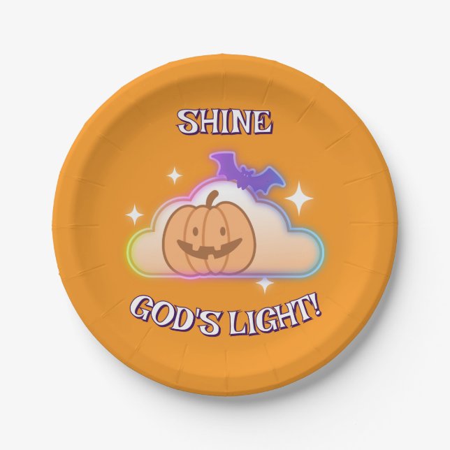 Shine God's Light Personalized Christian Halloween Paper Plates (Front)