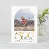 Shine | Gold Arch & Typography 2 Photo Graduation Invitation (Standing Front)
