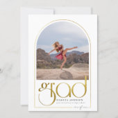 Shine | Gold Arch & Typography 2 Photo Graduation Invitation (Front)