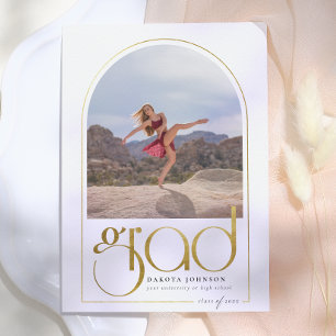 Shine Gold Arch & Typography 2 Photo Graduation Invitation