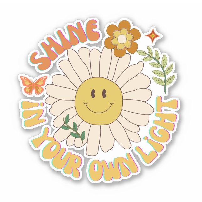 Shine in your Own Light retro daisy scrapbook  Sticker (Front)