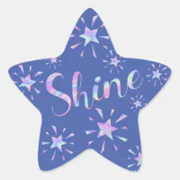 Dark Purple faux shiny glitter sparkles Star Sticker, Zazzle