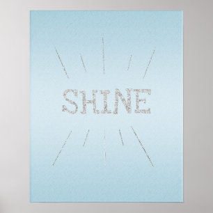 Shine Light Blue with Silver Glitter Poster