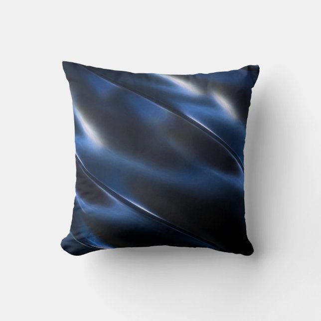 Shine Metallic Blue Abstract Throw Pillow (Front)