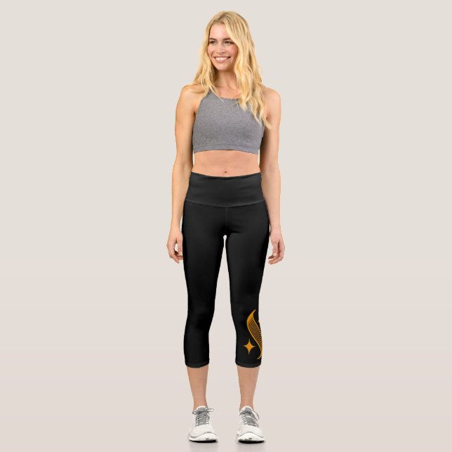 Shine Movement Pilates Logo High Waisted Capris (Front)