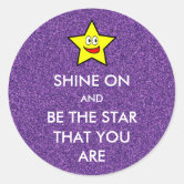 Dark Purple faux shiny glitter sparkles Star Sticker, Zazzle