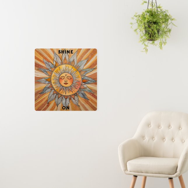 "Shine On" Inspirational Quote Warm-Toned Boho Sun Foam Board (In Situ (Wall))