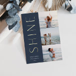 Shine On | Modern 3 Photo Collage Hanukkah Foil Holiday Card<br><div class="desc">A chic and elegant Hanukkah card design featuring three photos aligned at the right in a vertical layout. "Shine" appears alongside your photo in modern gold foil type. Personalize with your family name and custom Hanukkah greeting beneath for the perfect finishing touch to these cool minimalist holiday photo cards.</div>