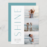 Shine On | Modern 3 Photo Collage Hanukkah Holiday Card<br><div class="desc">A chic and elegant Hanukkah card design featuring three photos aligned at the right in a vertical layout. "Shine" appears alongside your photo in understated,  modern type. Personalize with your family name and custom Hanukkah greeting beneath for the perfect finishing touch to these cool minimalist 2021 photo cards.</div>