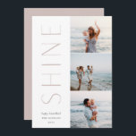 Shine On | Modern 3 Photo Collage Hanukkah Holiday Card<br><div class="desc">A chic and elegant Hanukkah card design featuring three photos aligned at the right in a vertical layout. "Shine" appears alongside your photo in understated,  modern type. Personalize with your family name and custom Hanukkah greeting beneath for the perfect finishing touch to these cool minimalist 2021 photo cards.</div>