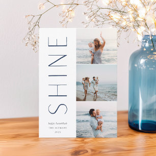 Shine On Modern 3 Photo Collage Hanukkah Holiday Card