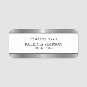 Shine On: Unique Style Metallic Silver White Name Tag
