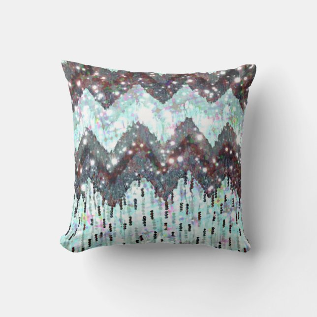 SHINE ON, WINTER LOVE Chevron Black White Stars Throw Pillow (Front)