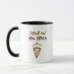 Shine On You Crazy Diamond Quote Gold Typography Mug<br><div class="desc">"Shine On You Crazy Diamond " design with a trendy brushstroke font in metallic gold on a night sky watercolor background.</div>