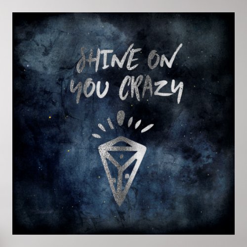 Shine On You Crazy Diamond Quote Silver Typography Poster