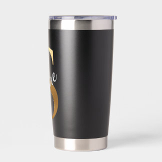 Shine S, Black Insulated Tumbler, Gold Monogram Tumbler