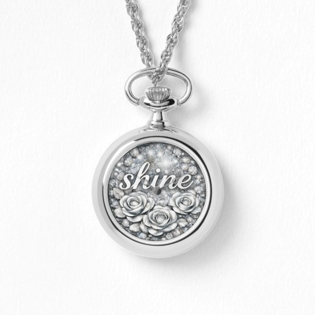Shine Silver Floral Necklace (Front)