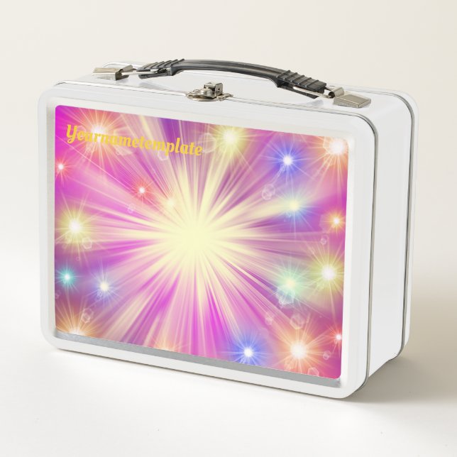 shine, star, sparkle, glow, glitter, light, effect metal lunch box (Front)