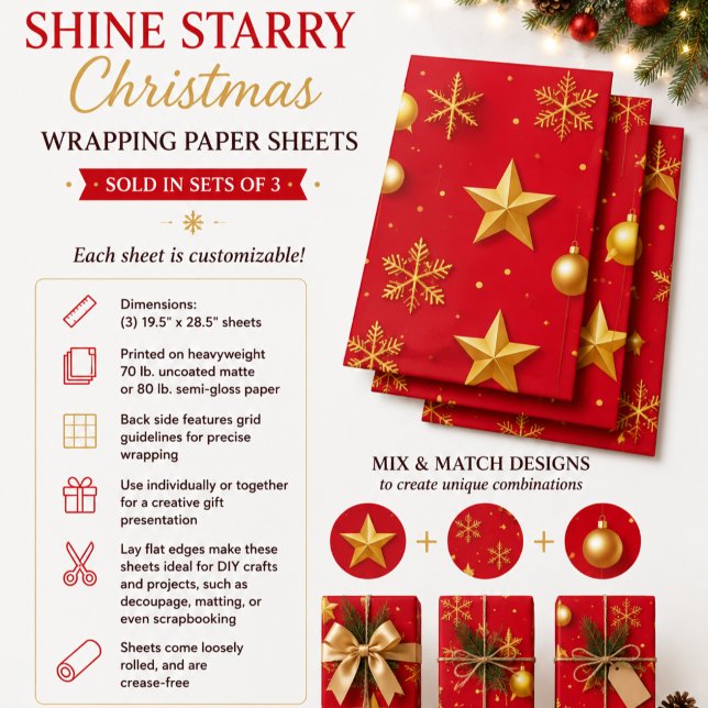 Shine Starry Christmas Wrapping Paper Sheets (Creator Uploaded)