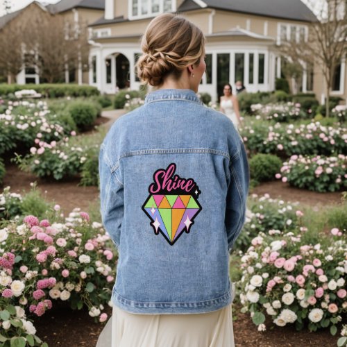 Shine Typography Colorful Modern Diamond Denim Jacket