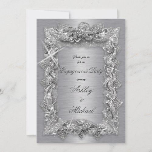 shine wedding silver jewelry foil diamonds luster invitation