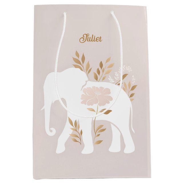 shine white elephant medium gift bag (Front)
