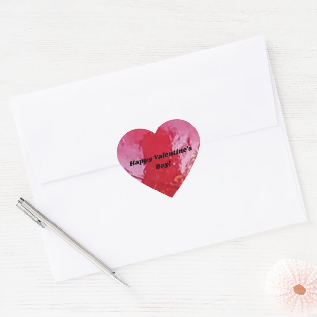 Shiney And Red Heart Sticker (Envelope)