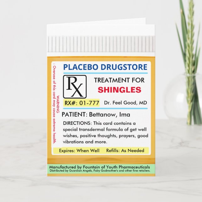 SHINGLES RX Prescription for Health Get Well  Card (Front)
