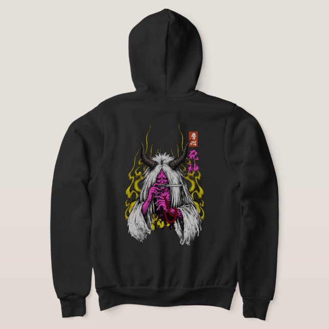 Shinigami Death Spirit Japanese Demon Double Print Hoodie (Laydown Back)