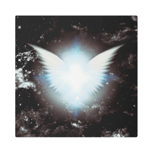 Shining angel wings metal print