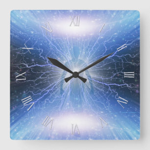 Shining aura in light square wall clock