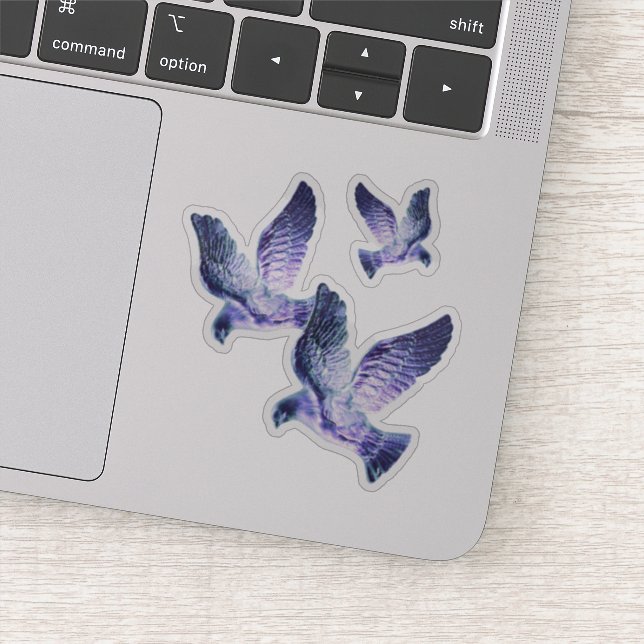 Shining Blue Christmas Doves Sticker (Detail)