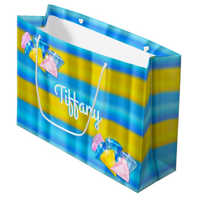 Shining Bright Diamonds-Coordinating PLAID 3- Large Gift Bag (Front Angled)