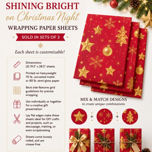 Shining Bright on Christmas Night Wrapping Paper Sheets (Creator Uploaded)