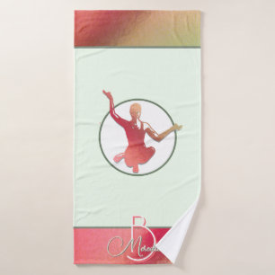 Shining bright pink  yogi silhouette bath towel