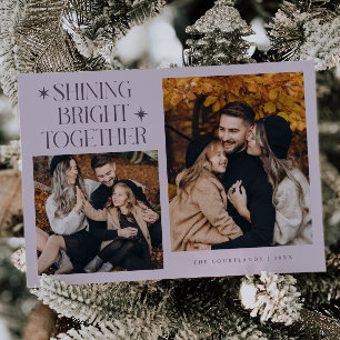 Shining Bright Stars Purple Multi Photo Holiday Card
